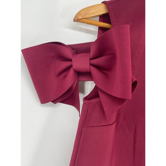 Ted Baker London Mendoll Bow Sleeve Cold Shoulder Maroon Top Classic Formal Glam - Picture 4 of 7
